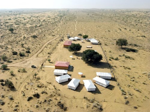 Aerial view of Helsinki desert camp